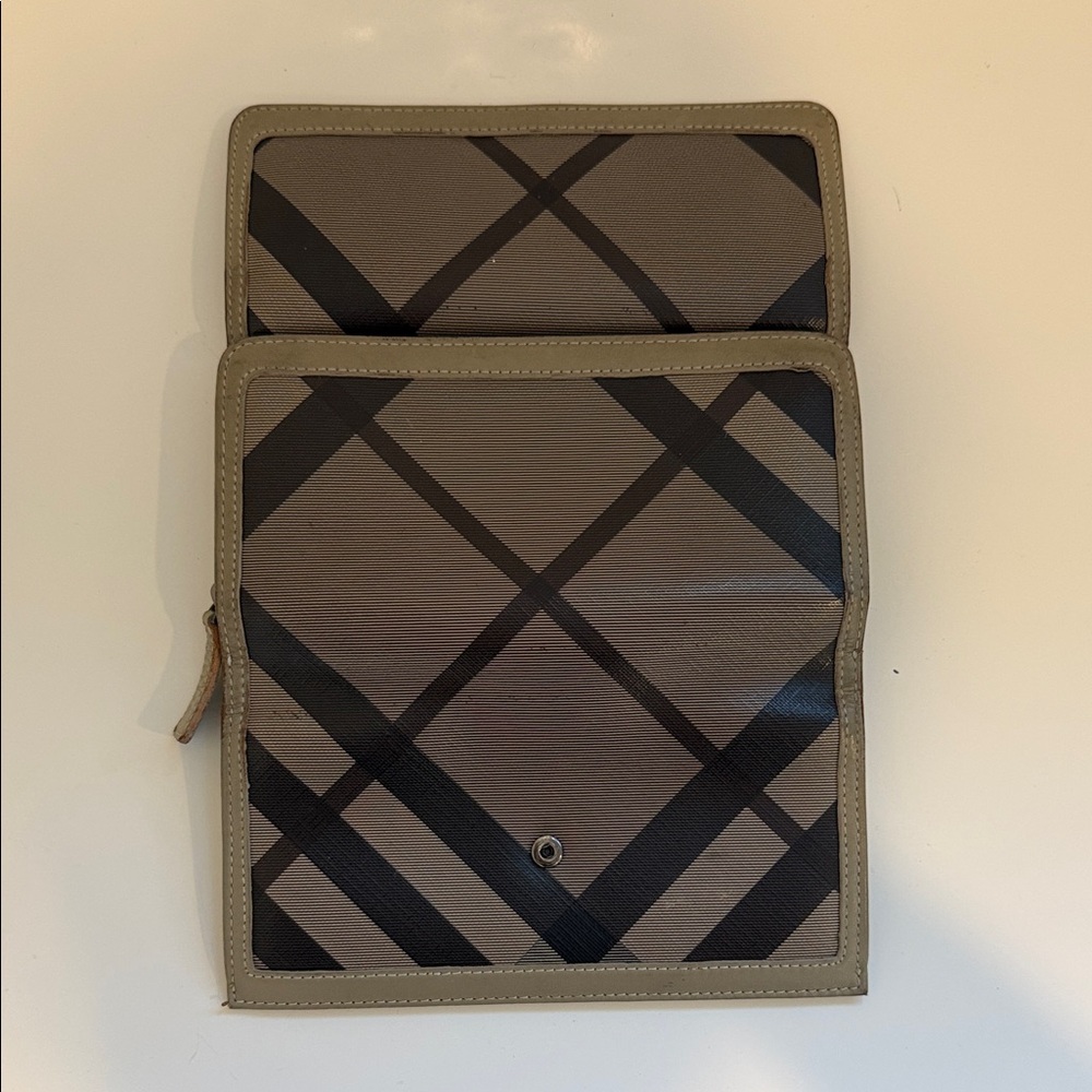 Burberry Gray and Black Checkered Wallet